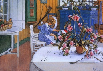  Interior Art - interior with a cactus 1914 Carl Larsson